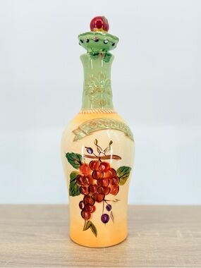 Certified International Toscana Ceramic Oil Bottle Pamela Gladding Grape Stopper